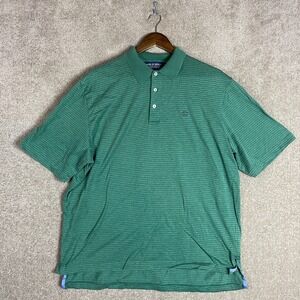 Ralph Lauren Polo Golf Shirt Mens Large L Green Striped Short Sleeve Pima Cotton